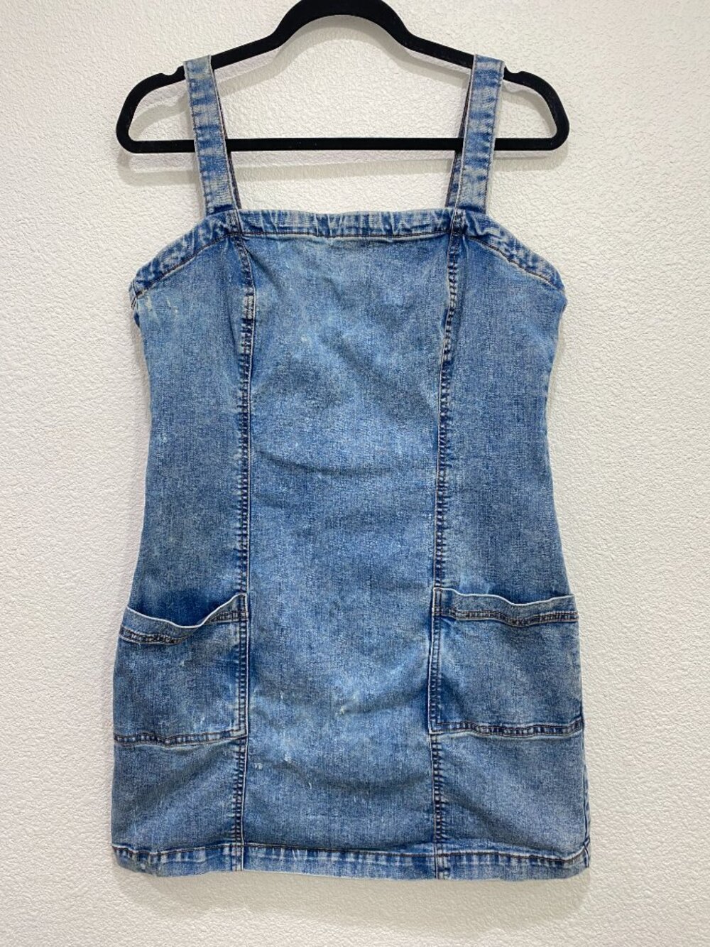 Aeropostale Denim Pinafore Dress Acid Wash 90s Grunge Blue XL - Picture 2 of 9